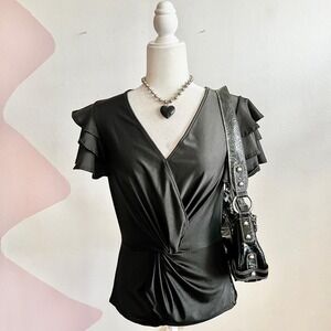 Vintage Black Babydoll Top Goth Whimsigoth Grunge Indie Sleaze Coquette Small